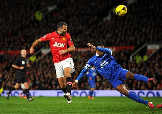 Giggs for Manchester United against Everton in his playing days