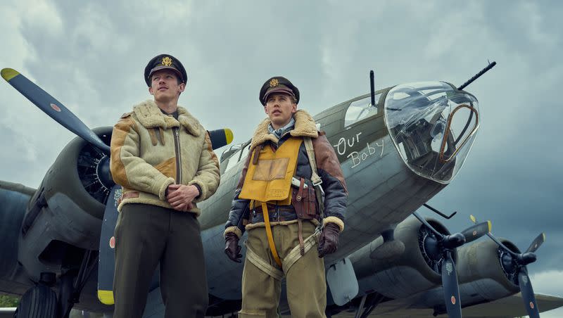 Callum Turner and Austin Butler in “Masters of the Air,” premiering Jan. 26 on Apple TV+.