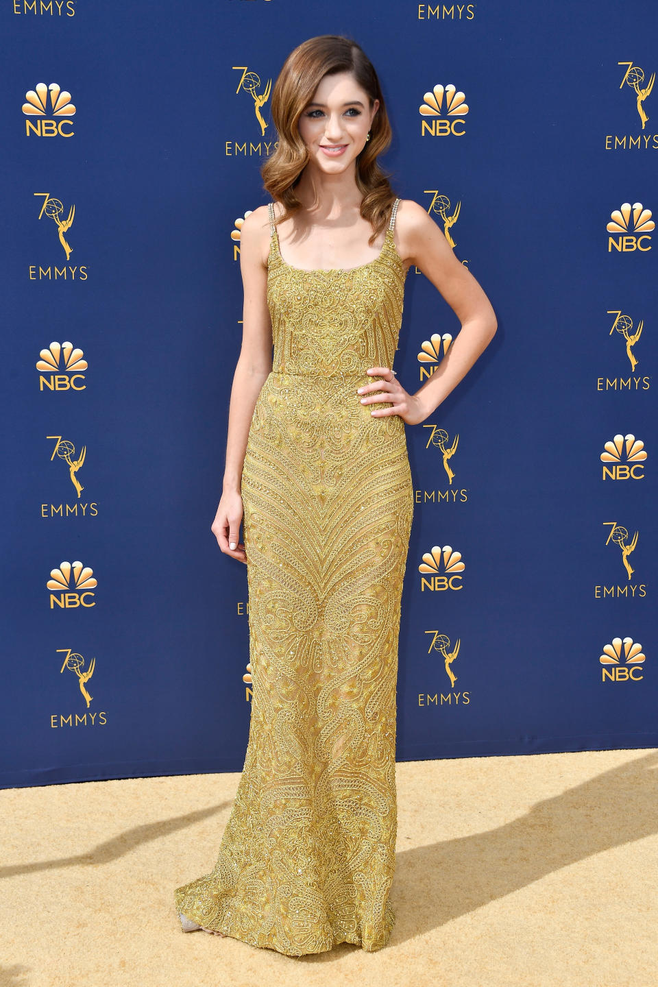 <p>Dyer sah in diesem Perlenkleid selbst wie ein Emmy aus. (Foto: Getty Images) </p>