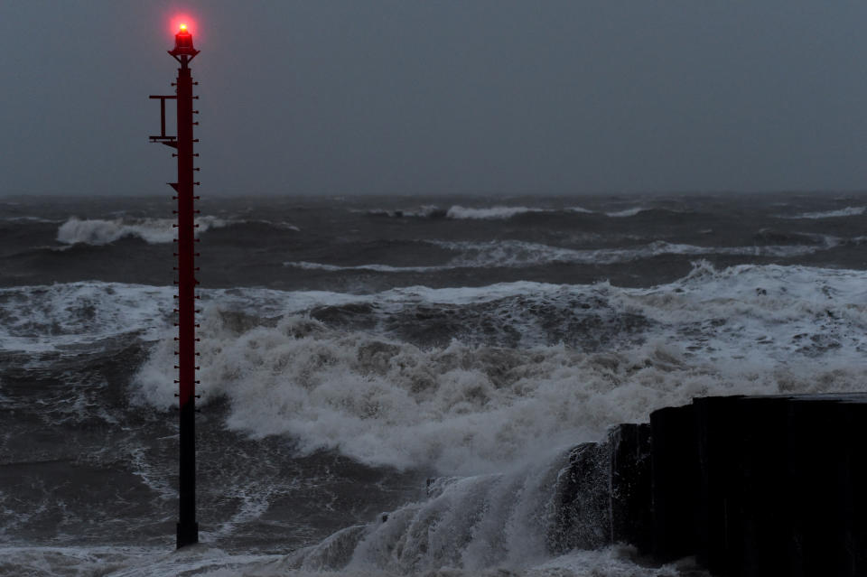 WEST BAY, UNITED KINGDOM - JANUARY 13: The sea in West Bay as Storm Brendan heads in on January 13, 2020 in West Bay, United Kingdom. (Photo by Finnbarr Webster/Getty Images)