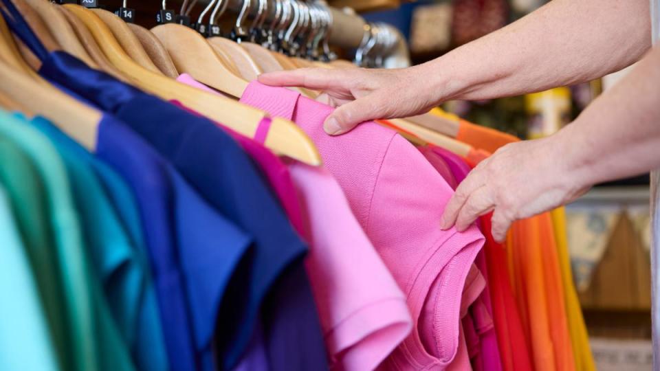 colorful shirts hanging