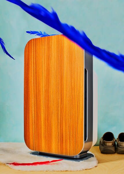 Like an integrated appliance, this air purifier is covered with a wood panel that comes in finishes such as oak, gray, and espresso. The customization doesn’t stop there; you can choose from four filter types  to keep the nasties at bay.