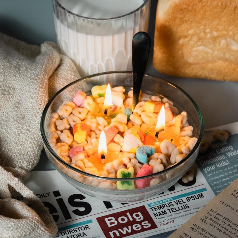 cereal candle on table