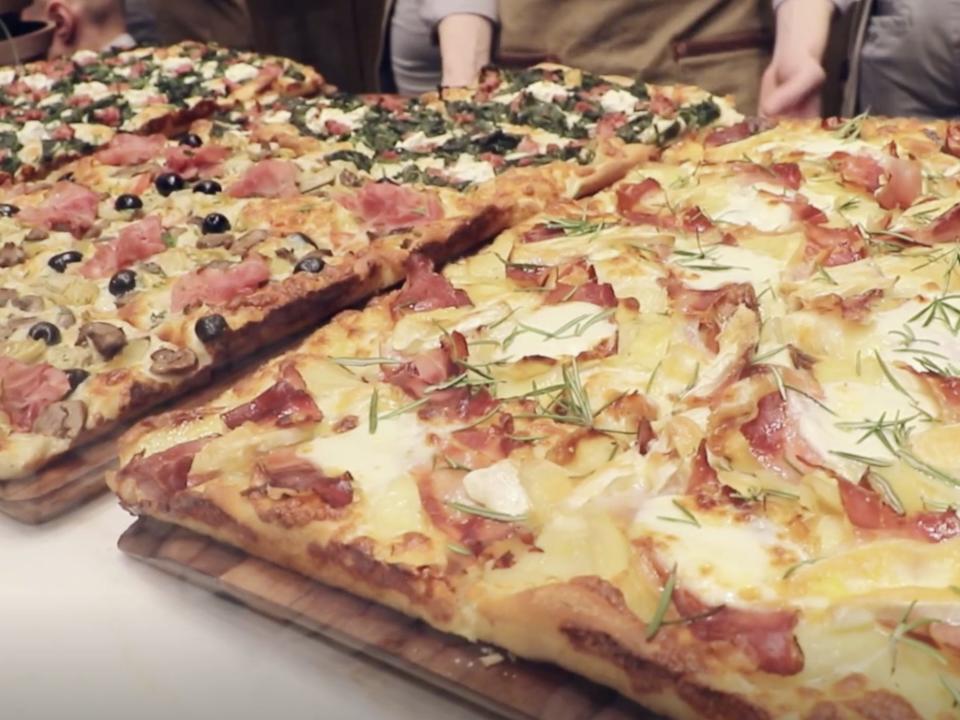 Square pizzas at the Starbucks Roastery Reserve in Milan