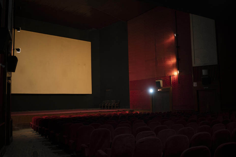 The empty theater of the Ariana Cinema in Kabul, Afghanistan on Thursday, Nov. 4, 2021. After seizing power three months ago, the Taliban ordered cinemas to stop operating. (AP Photo/Bram Janssen)