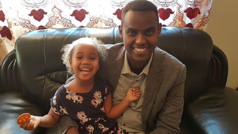 Sadad Dakhare poses with his niece Safa Mohamed Hassan