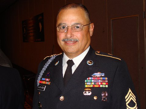 Johnny Velasquez, 80, poses in his U.S. Army uniform after his 12 years of service.