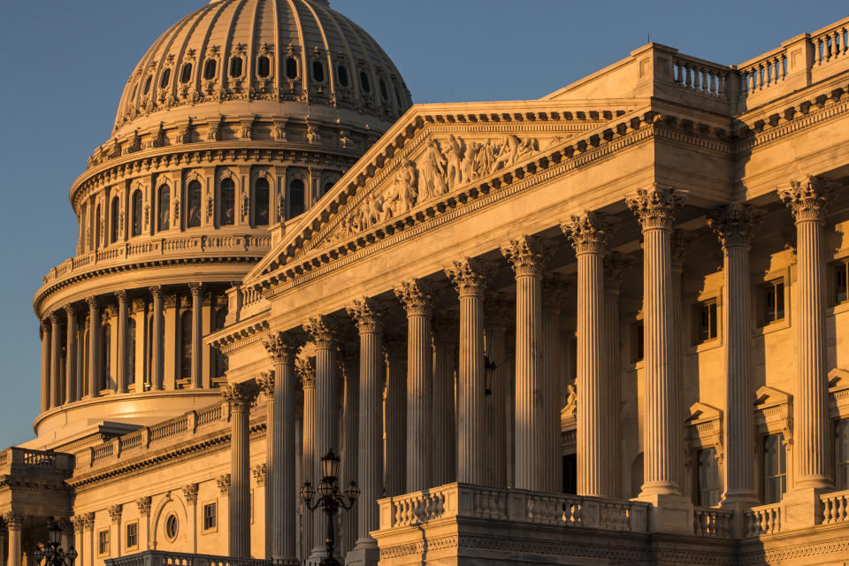 <p> FILE - This Oct. 1, 2018, file photo, shows the Capitol at sunrise in Washington. Republicans have begun to concede defeat in the evolving fight to preserve the House majority. The party’s candidates may not go quietly, but from Arizona to Colorado to Iowa, the GOP’s most powerful players are shifting resources away from vulnerable Republican House candidates deemed too far gone and toward those thought to have a better chance of political survival. (AP Photo/J. Scott Applewhite, File) </p>