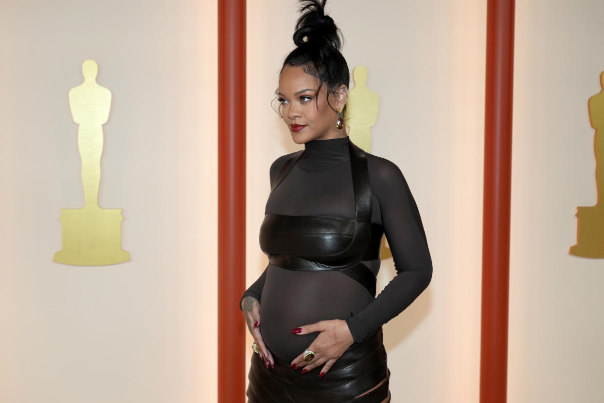 Rihanna, who is currently pregnant with her second child has sparked an airbrushing debate on Instagram. (Getty Images)