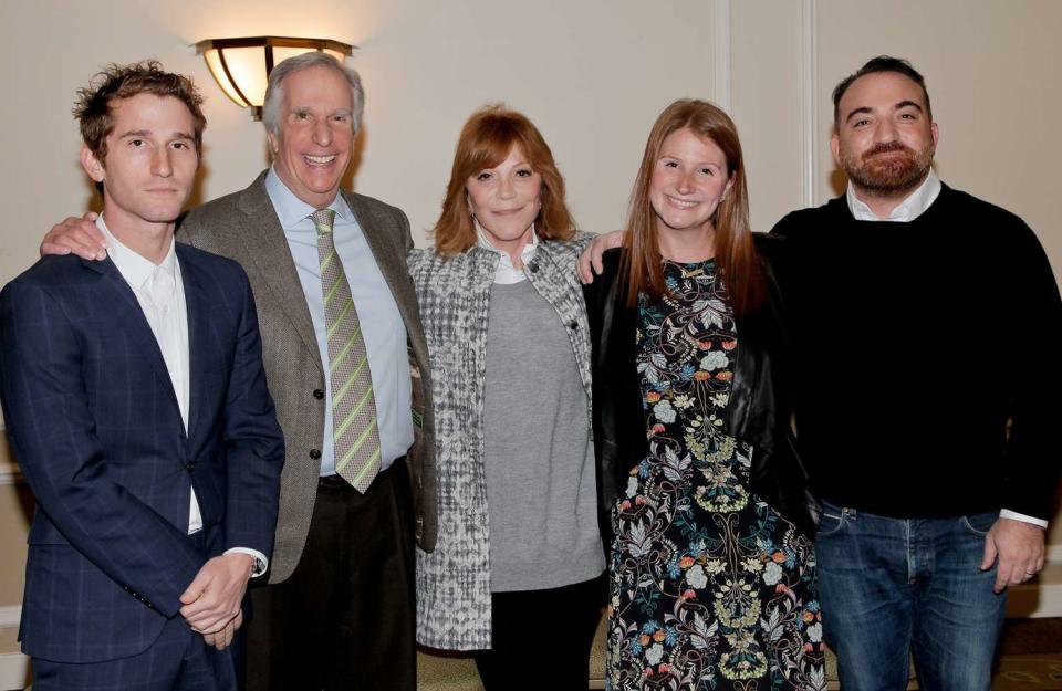 Max Winkler, Henry Winkler, Stacey Winkler, Zoe Winkler and Jed Weitzman honor Henry Winkler as he receives the Pacific Pioneer Broadcasters Lifetime Achievement Awards at Sportsmens Lodge on January 29, 2016 in Studio City, California