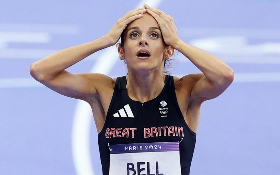 Bronze medalist Georgia Bell of Great Britain celebrates following the Women's 1500m Final