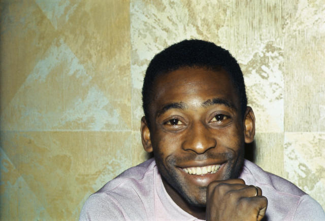 (Original Caption) Pel&#xe9;, the soccer player of the Santos Soccer Club of Brazil is shown in this photograph.