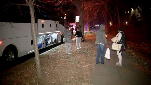 PHOTO: Buses full of asylum seekers from Texas were dropped off at the residence of Vice President Kamala Harris, Dec. 24, 2022, in Washington, D.C. (WJLA)