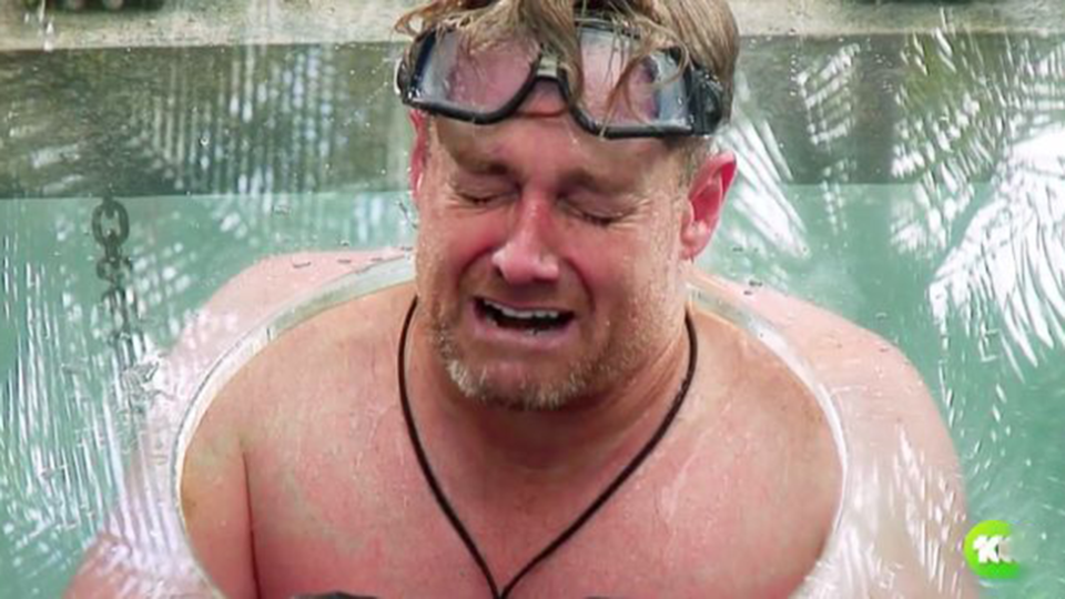 Grante Denyer looks in pain during ice water challenge