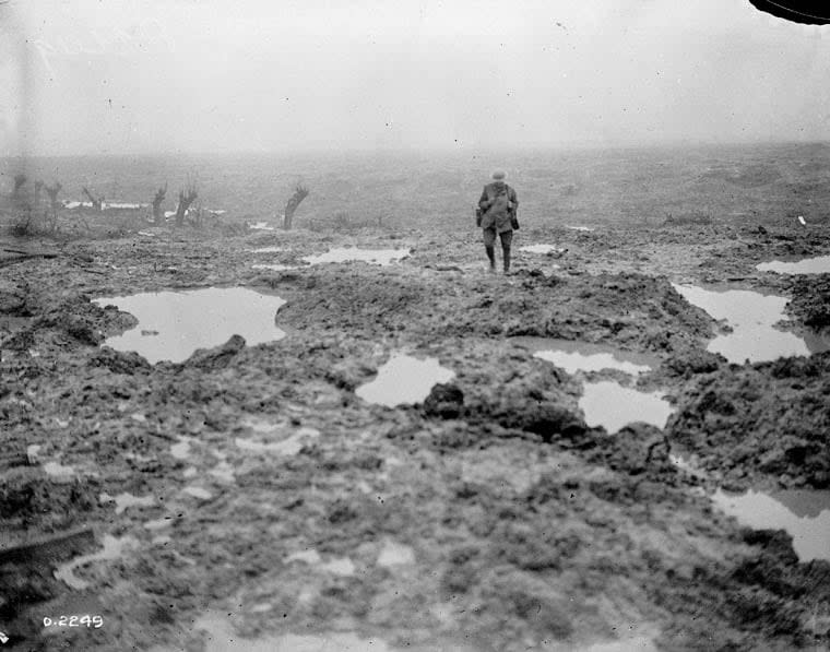 The mud and barbed wire of Passchendaele, Nov. 1917