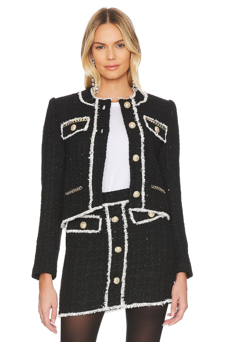 10) Serena Contrast Tweed Jacket