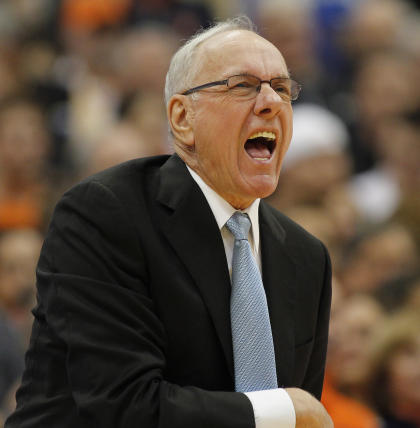 Syracuse's Jim Boeheim yells to his players during their loss to Duke on Feb. 14. (AP)