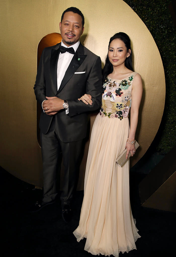 Terrence Howard and his on-again, off-again wife, Miranda Pak, looked happily on for Hollywood’s big night. (Photo: Getty Images)