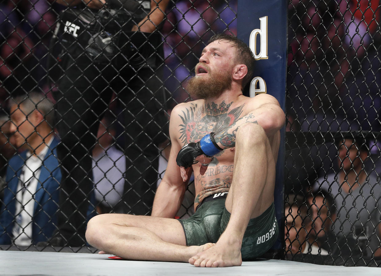 Did a fan really check on Conor McGregor during the UFC 229 brawl? (AP Photo)