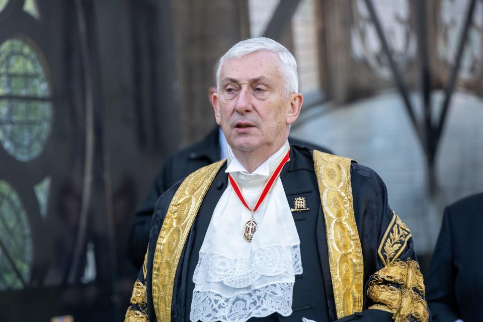 London, UK. 16th Jan, 2024. betty boothroyd, former Commons Speaker, memorial service at St Margaet's Church Westminster London UK Lindsay Hoyle Commons Speaker Credit: Ian Davidson/Alamy Live News