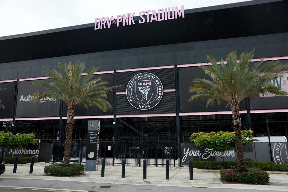 FORT LAUDERDALE, FLORIDA - JUNE 07: The DRV PNK stadium where the professional soccer team Inter Miami plays games on June 07, 2023 in Fort Lauderdale, Florida. Reports indicate the team has signed Argentine legend Lionel Messi as a free agent.