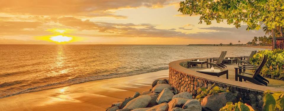 patio overlooking the ocean at Radisson Blu resort Fiji