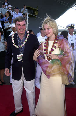Sam Donaldson and his wife aboard the USS John C. Stennis at the Honolulu, Hawaii premiere of Touchstone Pictures' Pearl Harbor