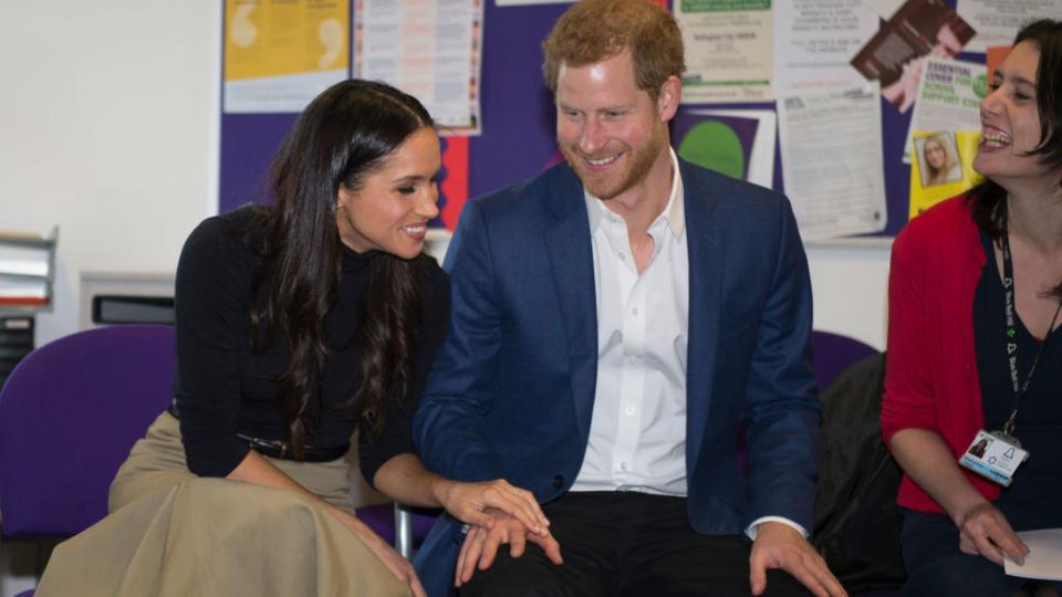 Prince Harry and his fiancee US actress Meghan Markle visit Nottingham Academy on December 1, 2017 in Nottingham, England. Prince Harry and Meghan Markle announced their engagement on Monday 27th November 2017 and will marry at St George's Chapel, Windsor in May 2018. (Photo by Andy Stenning - WPA Pool/Getty Images)