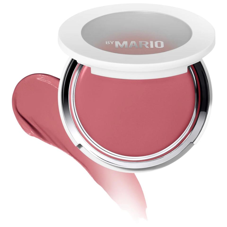 white compact of pink blush