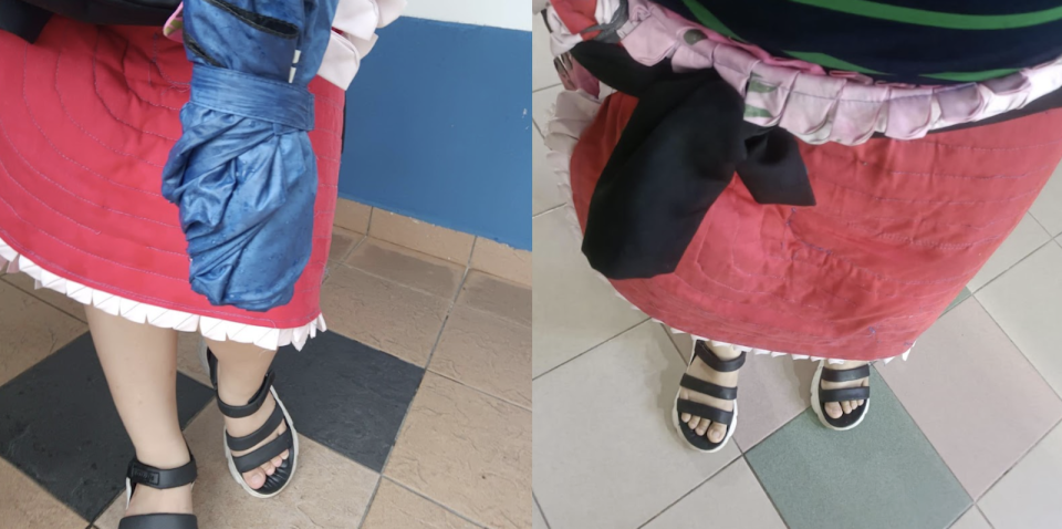 Una mujer a la que se le negó la entrada a una comisaría de Malasia usó una funda de almohada para estirar su falda