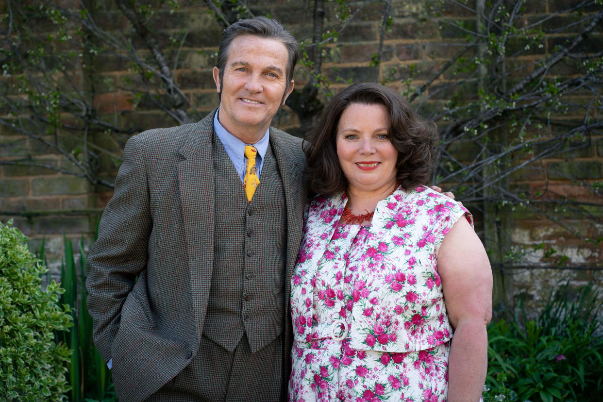 From Objective Fiction / Genial Productions

The Larkins on ITV and ITV Hub

Pictured: Pop Larkin [Bradley Walsh] and Ma Larkin [Joanna Scanlan].

This photograph is (C) Objective Fiction / Genial Productions and can only be reproduced for editorial purposes directly in connection with the programme or event mentioned above, or ITV plc. Once made available by ITV plc Picture Desk, this photograph can be reproduced once only up until the transmission [TX] date and no reproduction fee will be charged. Any subsequent usage may incur a fee. This photograph must not be manipulated [excluding basic cropping] in a manner which alters the visual appearance of the person photographed deemed detrimental or inappropriate by ITV plc Picture Desk.  This photograph must not be syndicated to any other company, publication or website, or permanently archived, without the express written permission of ITV Picture Desk. Full Terms and conditions are available on the website www.itv.com/presscentre/itvpictures/terms

For further information please contact:
james.hilder@itv.com / 0207 157 3052