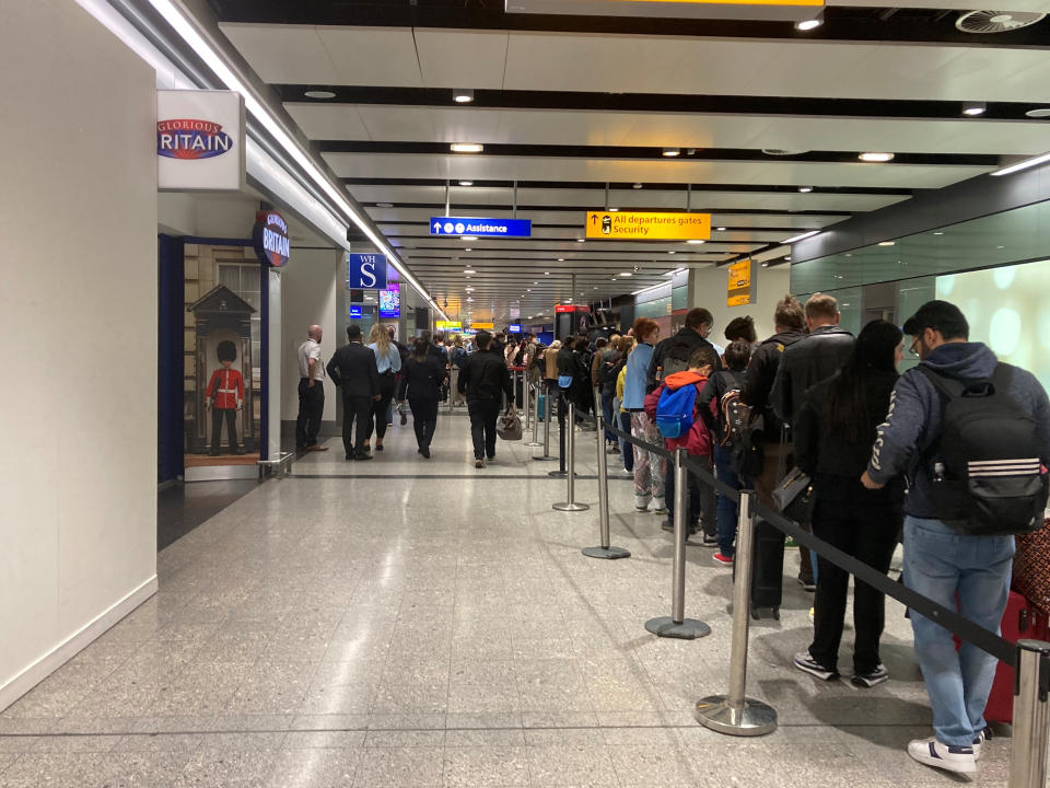 Passengers queue for flights at Heathrow Airport. Would-be travellers have labelled queues at Heathrow 