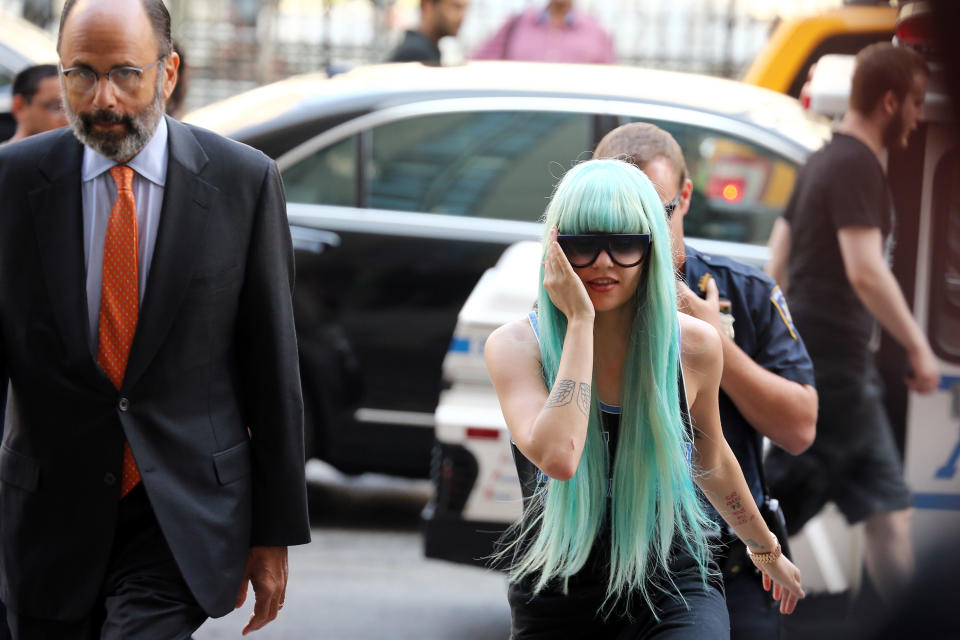 NEW YORK, NY - JULY 09:  Amanda Bynes attends an appearance at Manhattan Criminal Court on July 9, 2013 in New York City. Bynes is facing charges of reckless endangerment, tampering with evidence and criminal possession of marijuana in relation to her arrest on May 23, 2013.  (Photo by Neilson Barnard/Getty Images)