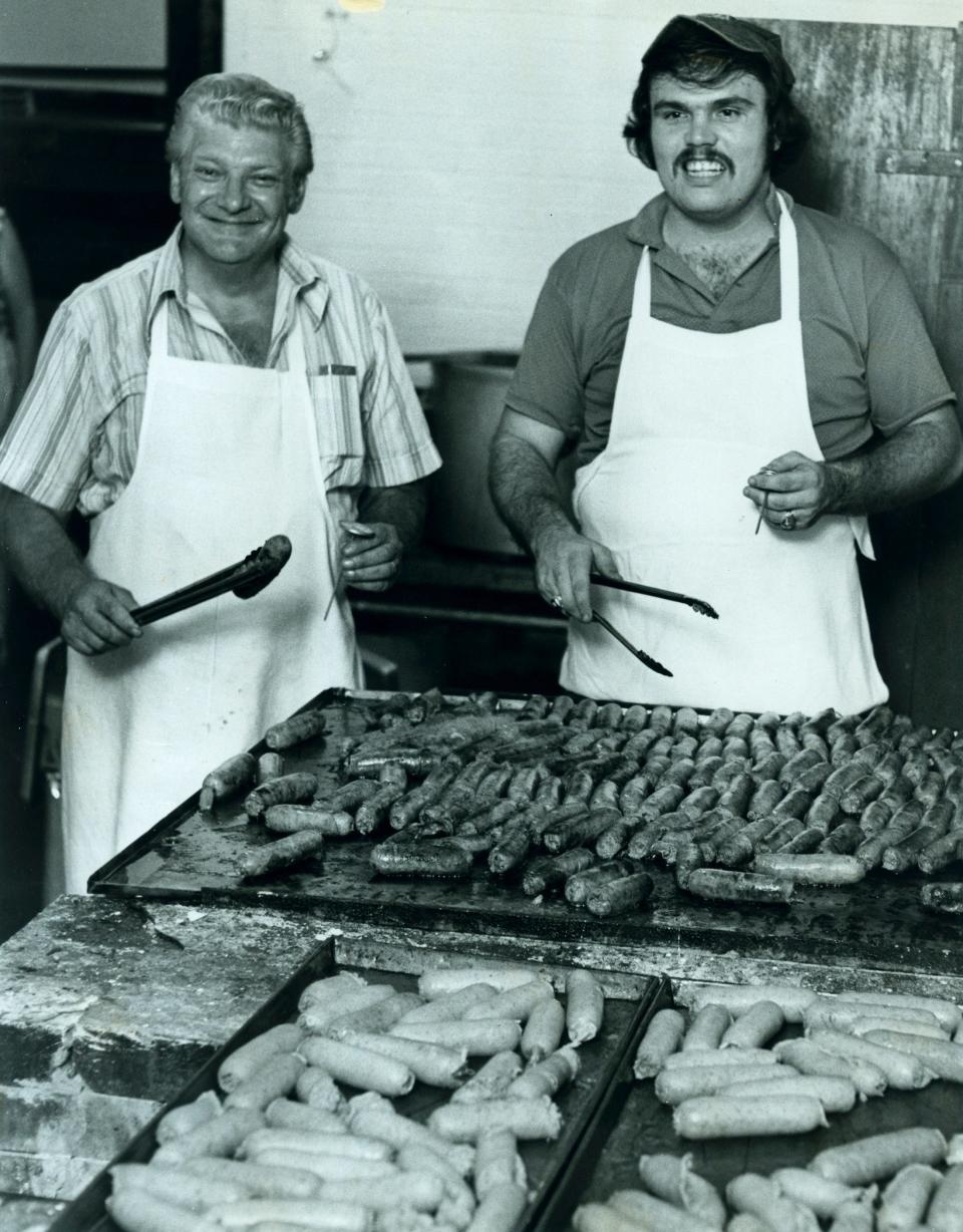 Courtesy of Paul Bockstege Paul Bockstege, right, and Tom Memmer prepare food in this 1975 image.
(Credit: Archives / Courier & Press)