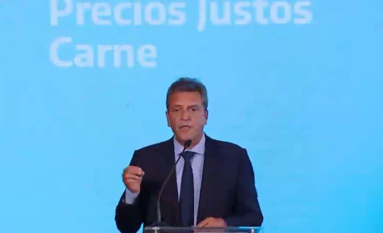 El ministro de Economía, Sergio Massa, durante los anuncios por la carne vacuna