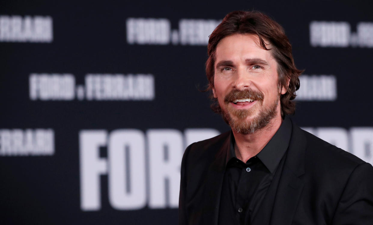Cast member Christian Bale poses at a special screening for the movie "Ford v Ferrari" in Los Angeles, California, U.S., November 4, 2019. REUTERS/Mario Anzuoni