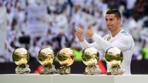 <p>Ronaldo with his Ballon D’or trophies. </p>