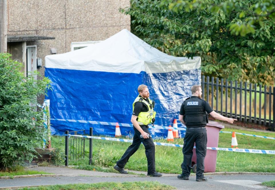 The scene in Chandos Crescent in Killamarsh, near Sheffield (Danny Lawson/PA) (PA Wire)