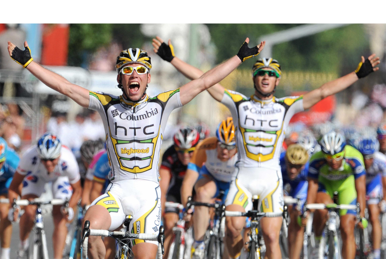  Mark Cavendish and Mark Renshaw celebrate winning a stage at the 2009 Tour de France 