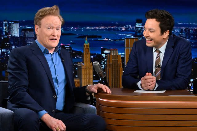 <p>Todd Owyoung/NBC via Getty</p> Conan O'Brien on the April 9 episode of 'The Tonight Show Starring Jimmy Fallon'