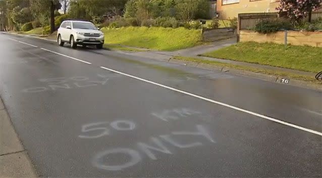 The spray painted speed sign. Source: 7News
