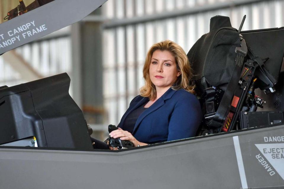 Defence Secretary Penny Mordaunt in the cockpit of a F-35 Lightning jet. (PA)