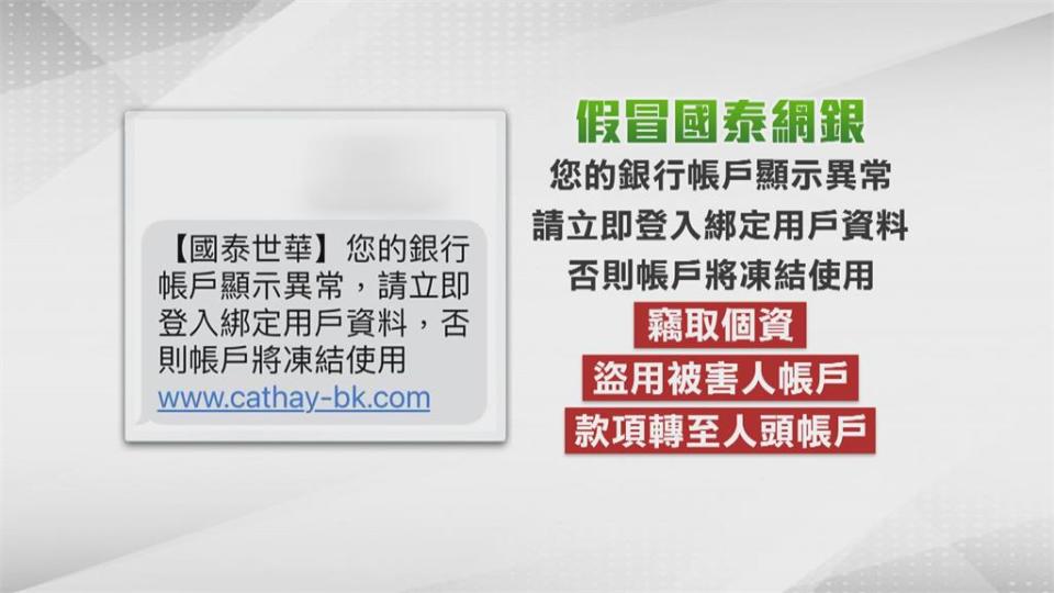 假國泰世華釣魚簡訊 3天21人遭騙逾300萬元