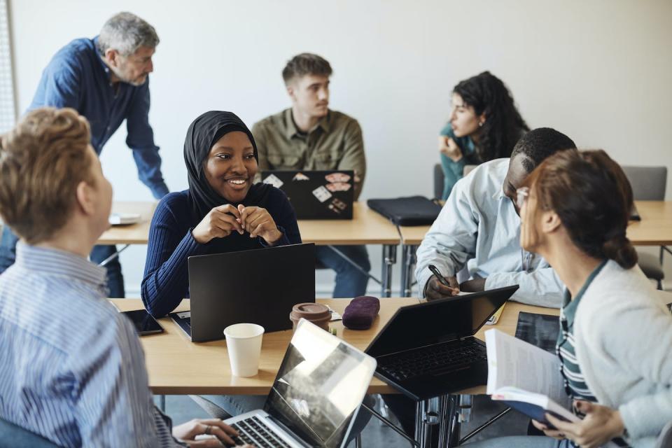 Learning to speculate about tech’s consequences – not just for tomorrow, but for the here and now. <a href="https://www.gettyimages.com/detail/photo/smiling-female-student-discussing-with-friends-royalty-free-image/1400705680?phrase=college%20students%20discuss&adppopup=true" rel="nofollow noopener" target="_blank" data-ylk="slk:Maskot/Getty Images;elm:context_link;itc:0;sec:content-canvas" class="link ">Maskot/Getty Images</a>