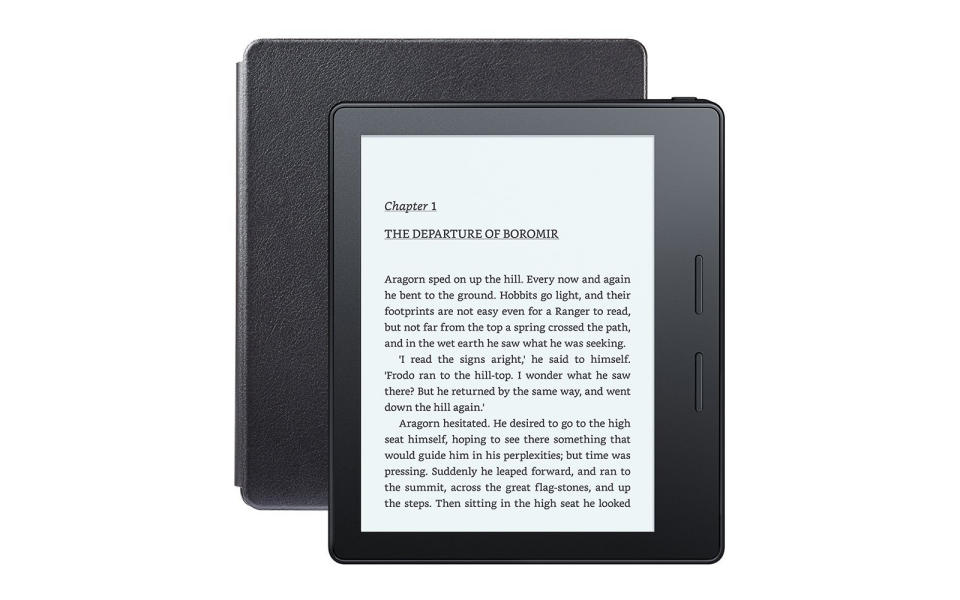 We reviewed Amazons latest Kindle not long agoyou can read the full article, hereand the consensus was its pretty much the best e-reader for travel. Its small enough to be easily packed, has a great hi-resolution display, and a leather charging case that can provide months of battery life.To buy: amazon.com, $289.99