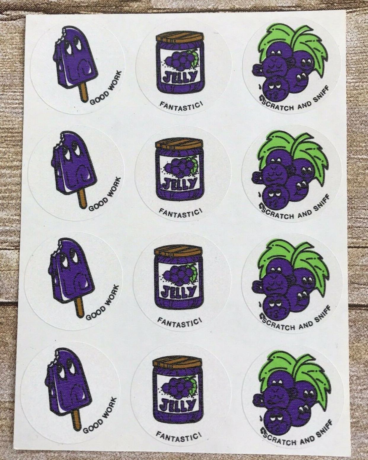 Vintage Scratch & Sniff Stickers Full Sheet Grape Jelly Grapes