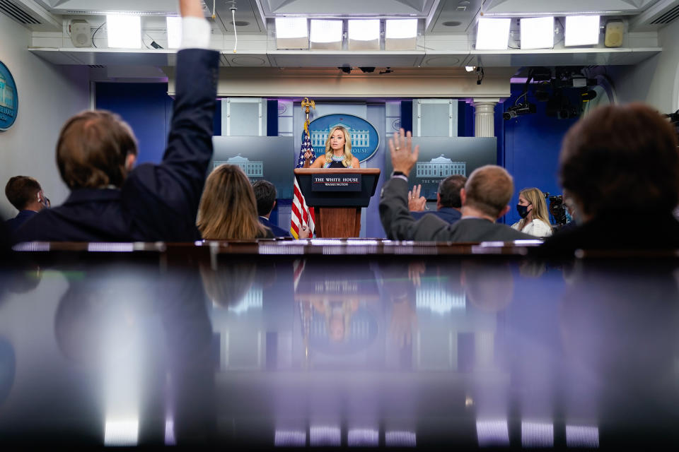 White House press secretary Kayleigh McEnany speaks to reporters on Sept. 24