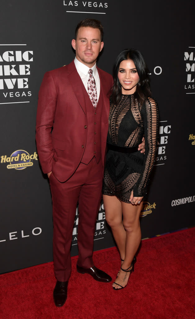 Jenna Dewan Tatum in Julien MacDonald, with her hubby, Channing Tatum