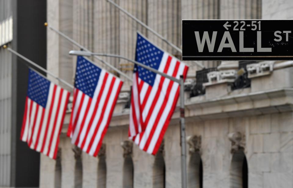 New York Stock Exchange (NYSE) at Wall Street on January 12, 2021 in New York City. - US stocks on January 11, 2021 retreated from records set last week as political uncertainty, including efforts to remove President Donald Trump from power, has finally shaken investors. (Photo by Angela Weiss / AFP) (Photo by ANGELA WEISS/AFP via Getty Images)