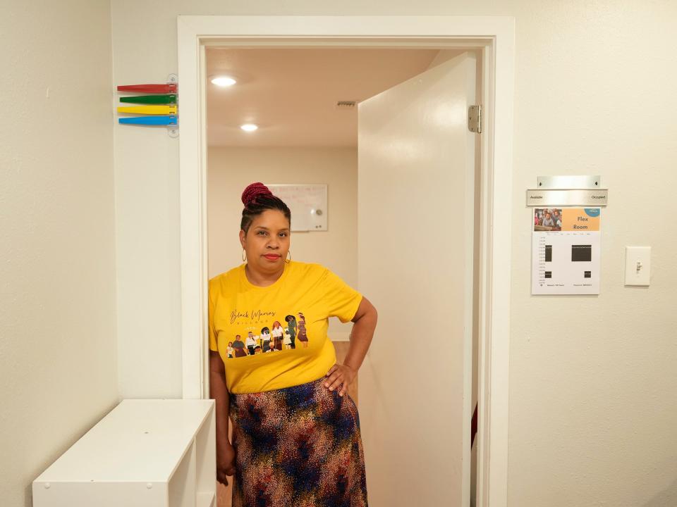 Nakeenya Wilson, founder of Black Mamas Village ATX, photographed Thursday May 23, 2024, at the nonprofit which is in a building previously occupied by Whole Women’s Health abortion clinic in Austin.